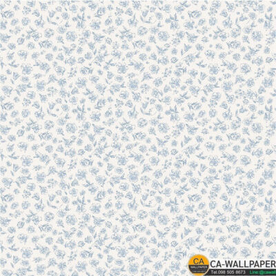 วอลเปเปอร์ห้องครัวลายดอกไม้มินิมอล สีฟ้าพื้นสีขาว No.56152-2