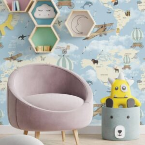วอลเปเปอร์ห้องเด็กลายแผนที่ No.5138-1