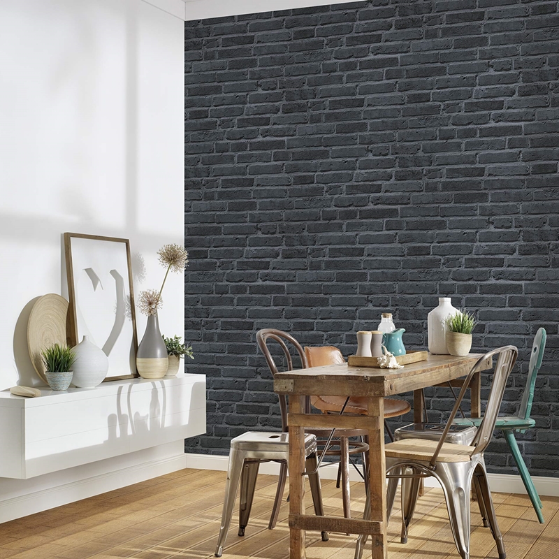 black brick pattern wallpaper 94283-3
