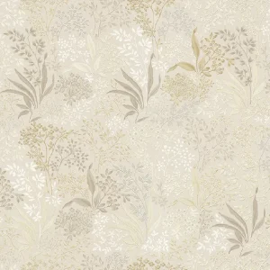 วอลเปเปอร์ลายลายใบไม้เล็ก พื้นสีน้ำตาล