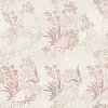 วอลเปเปอร์ลายลายใบไม้เล็ก สีชมพูพื้นเทาอ่อน