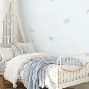 วอลเปเปอร์ลายผีเสื้อพื้นสีฟ้าอ่อน No.10285-4