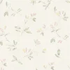 วอลเปเปอร์ลายดอกไม้ สีชมพู-เหลือง พื้นสีขาว