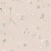 วอลเปเปอร์ลายดอกไม้ สีเทา-ขาว พื้นสีชมพู