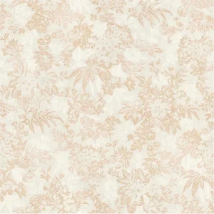 วอลเปเปอร์ลายดอกไม้ สีชมพูอมน้ำตาล สีพื้นน้ำตาลอ่อน