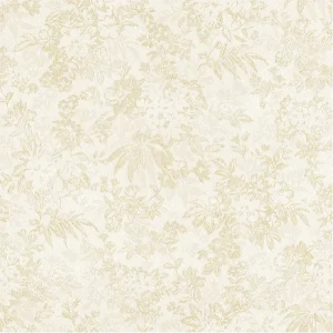 วอลเปเปอร์ลายดอกไม้ สีน้ำตาลทองพื้นสีครีม