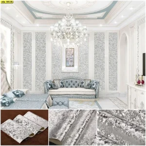 วอลเปเปอร์ลายขัดมันสีเงิน No.18120