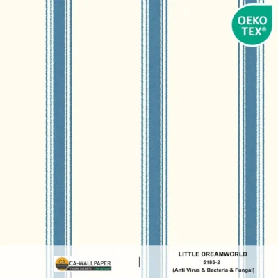 วอลเปเปอร์ลายทางสีครีมสลับน้ำเงิน No.5185-2
