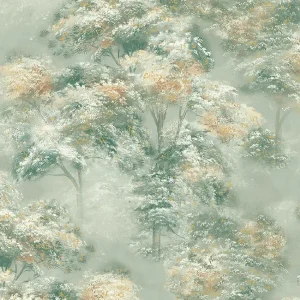 วอลเปเปอร์ลายดอกไม้สีเขียว No.52501-1