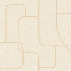 วอลเปเปอร์โมเดิร์น ลายเส้นสีทอง พื้นสีน้ำตาลอ่อน No.52504-2