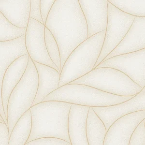 วอลเปเปอร์โมเดิร์น ลายเส้นสีทอง พื้นสีขาวปนครีม No.52506-1