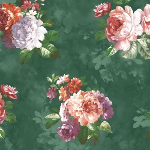 วอลเปเปอร์ลายดอกไม้สีม่วง พื้นสีน้ำตาลอ่อน No.52510-2