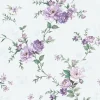วอลเปเปอร์ลายดอกไม้สีม่วง พื้นสีฟ้าอ่อน No.52513-3