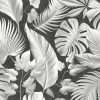 วอลเปเปอร์ลายใบไม้ทรอปิคอล สีดำเทา No.52524-4