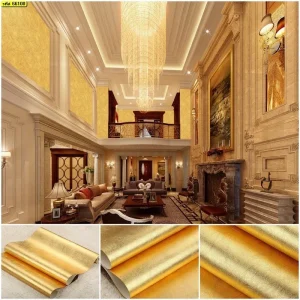 วอลเปเปอร์ลายหนัง สีทอง No.66100