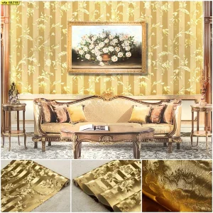 วอลเปเปอร์ลายดอกกุหลาบสีทอง No.66210