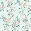 วอลเปเปอร์ลายดอกไม้สีโอรสฟ้า พื้นสีเขียวมิ้นท์อ่อน No.70517-2