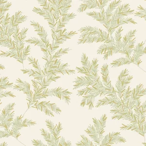 วอลเปเปอร์ลายใบไม้ สีเขียวอ่อนปนสีทอง No.70520-3