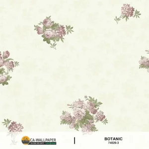 วอลเปเปอร์ลายดอกไม้ สีม่วงพื้นสีเขียวอ่อน