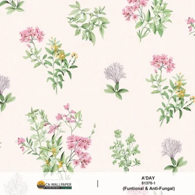 วอลเปเปอร์ลายดอกไม้สีชมพู พื้นสีชมพูอ่อน No.81370-1