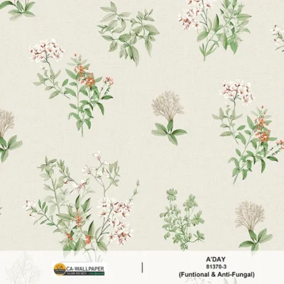 วอลเปเปอร์ลายดอกไม้ พื้นสีเทา No.81370-3