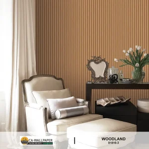 วอลเปเปอร์ลายไม้ระแนง ขนาด2cm สีน้ำตาล No.81816-3