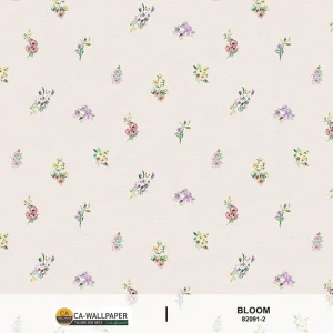 วอลเปเปอร์ลายดอกไม้เล็กสีม่วง พื้นสีม่วงอ่อน