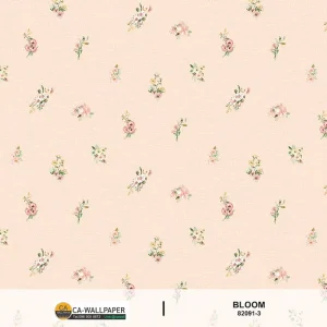 วอลเปเปอร์ลายดอกไม้เล็กสีชมพู พื้นสีโอรส