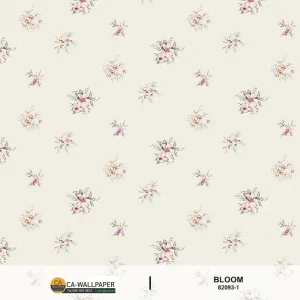 วอลเปเปอร์ลายดอกไม้สีม่วง พื้นสีขาว