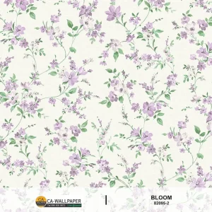 วอลเปเปอร์ลายดอกไม้สีม่วง พื้นสีเทาอ่อนอมม่วง