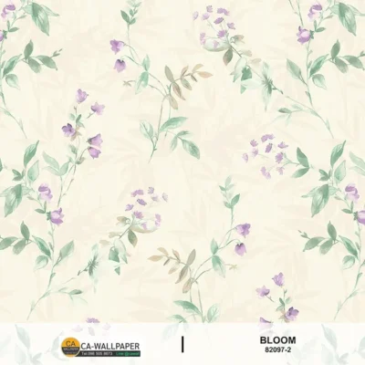 วอลเปเปอร์ลายดอกไม้สีม่วง พื้นสีขาว