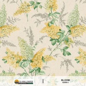 วอลเปเปอร์ลายดอกไม้สีเหลือง พื้นสีน้ำตาลอ่อน