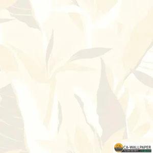 วอลเปเปอร์ลายใบไม้ สีครีมเทา