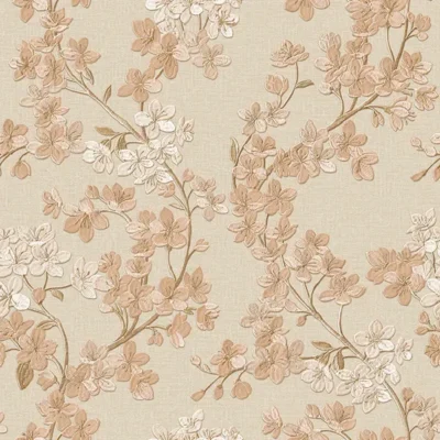 วอลเปเปอร์ลายดอกไม้สีน้ำตาล พื้นสีเทา No.SV1004-3