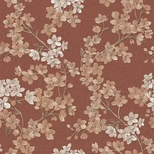 วอลเปเปอร์ลายดอกไม้สีส้มอมแดง No.SV1004-4