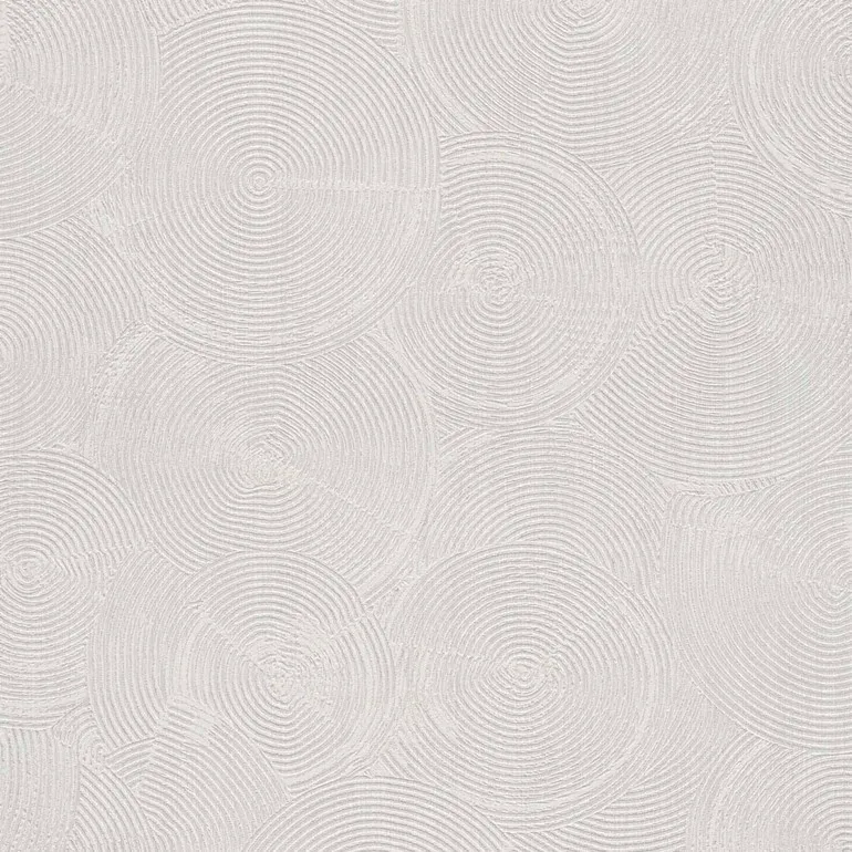 วอลเปเปอร์ลายวงกลม สีขาวครีมปนเงิน 37900-1