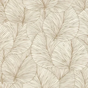 วอลเปเปอร์ลายใบไม้เส้นสีทอง No.456622