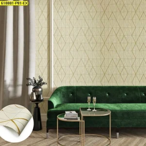 วอลเปเปอร์ติดผนังลายเหลี่ยมกราฟิกสีน้ำตาลอ่อน No.610801