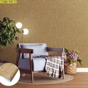 วอลเปเปอร์ติดผนังลายเหลี่ยมกราฟิกสีน้ำตาลเข้ม No.610803