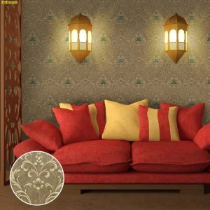 วอลเปเปอร์ลายช่อดอกไม้น้ำตาล รหัส 6A33