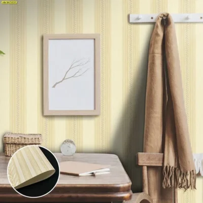 วอลเปเปอร์ลายเส้นตรงสีเหลืองครีม รหัส 6A73