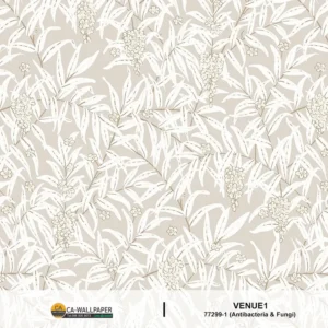 วอลเปเปอร์ลายดอกไม้ สีครีมขาวพื้นสีเทา No.77299-1