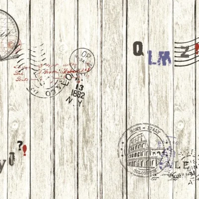 วอลเปเปอร์ลายไม้วินเทจสีขาวเทา แผ่นกว้าง7.5ซม No.87004-1