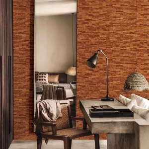 วอลเปเปอร์ลายหินก้อนเล็ก สีน้ำตาลส้มอิฐ No.88432-4