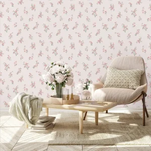 วอลเปเปอร์ลายดอกไม้สีส้มโอรส No.88464-2