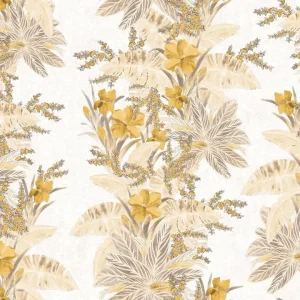 วอลเปเปอร์ลายดอกไม้ สีเหลืองใบสีครีม No.88559-1