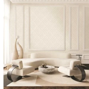 วอลเปเปอร์โมเดิร์นตาข่าย สีเทาเส้นสีเงิน No.88564-3