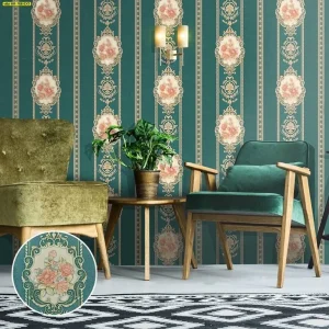 วอลเปเปอร์ลายดอกไม้พื้นเขียว รหัส HR-766