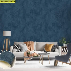 วอลเปเปอร์ลายปูนเปลือย สีน้ำเงิน No.MF710805