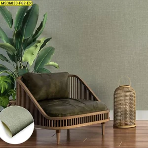 วอลเปเปอร์ติดผนังลายเรียบสีเทาอมเขียวเข้ม No.MS36033